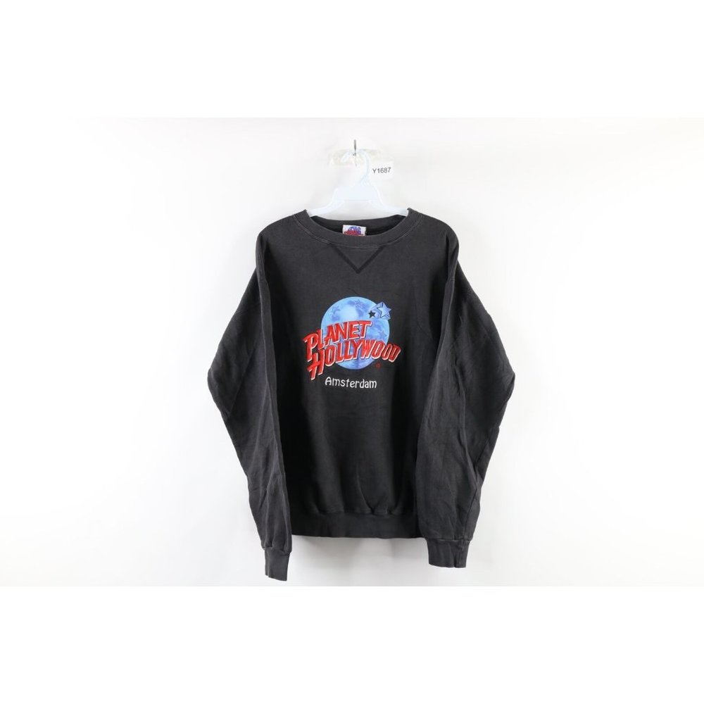 Vintage 90s Planet Hollywood Mens Small Faded Amsterdam Spell Out Sweatshirt USA